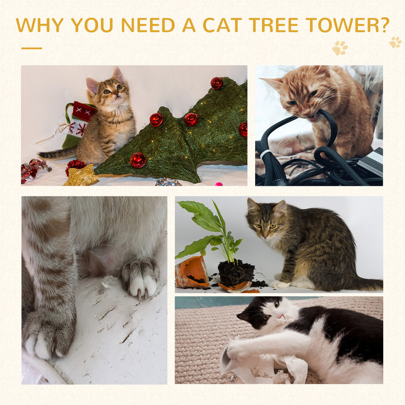 Cat Tower Centre Sisal Kitten Tree Scratch Scratcher Scratching Post Toy Climbing Tree Bed Multi Level 181cm(H)