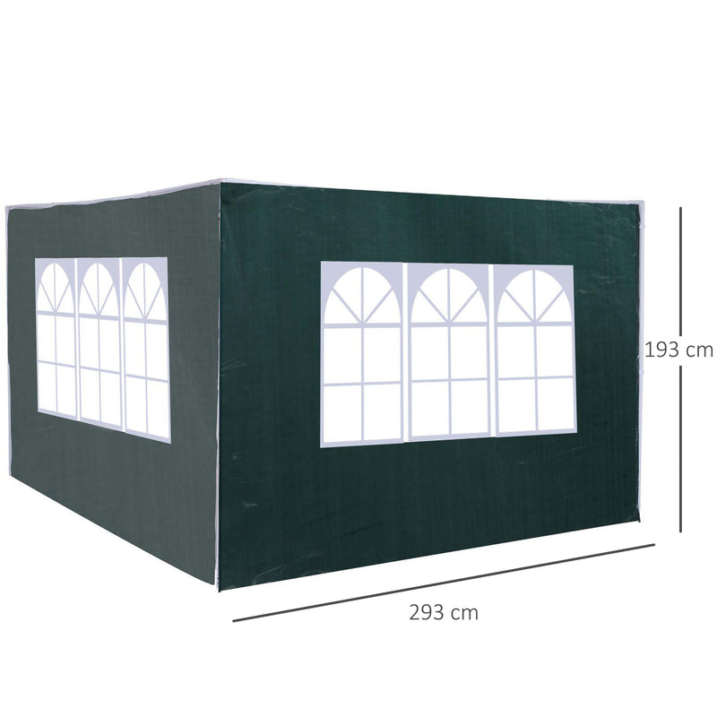 3 Meters Canopy Gazebo Marquee Replacement Exchangeable Side Panel Wall Panels Walls (Green)