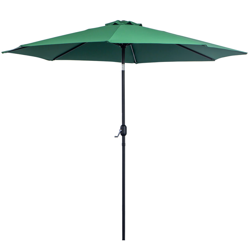 3(m) Tilting Parasol Garden Umbrellas, Outdoor Sun Shade with 8 Ribs, Tilt and Crank Handle for Balcony, Bench, Garden, Green