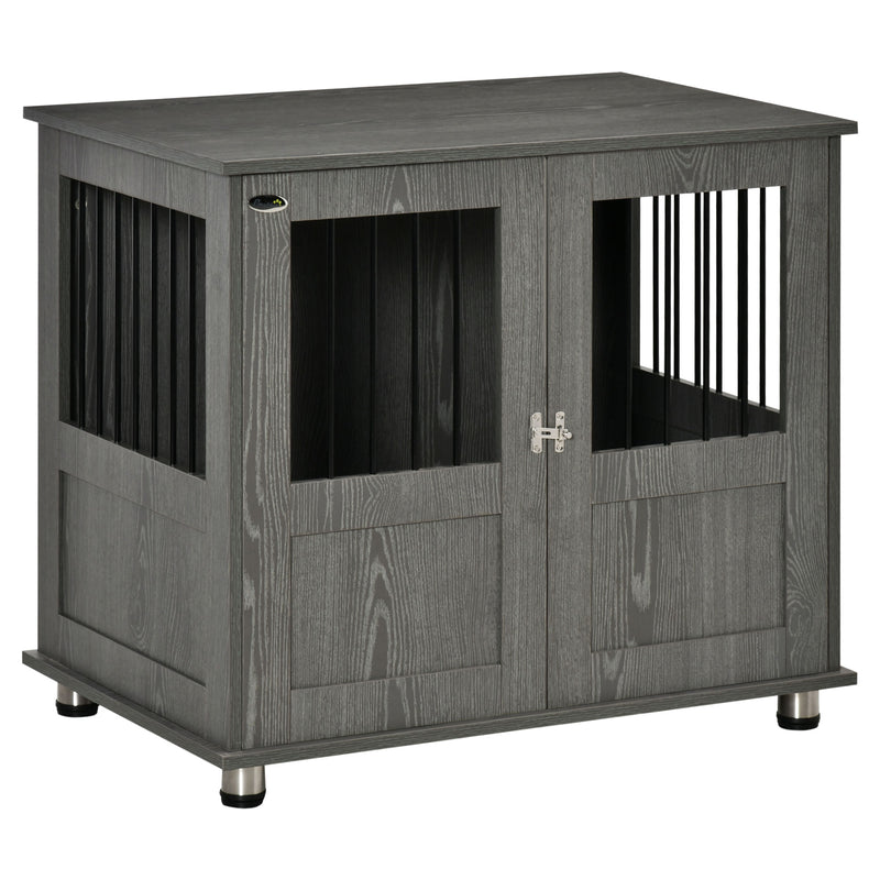 Dog Crate Furniture End Table, Pet Kennel for Small and Medium Dogs with Magnetic Door Indoor Animal Cage, Grey, 85 x 55 x 75 cm