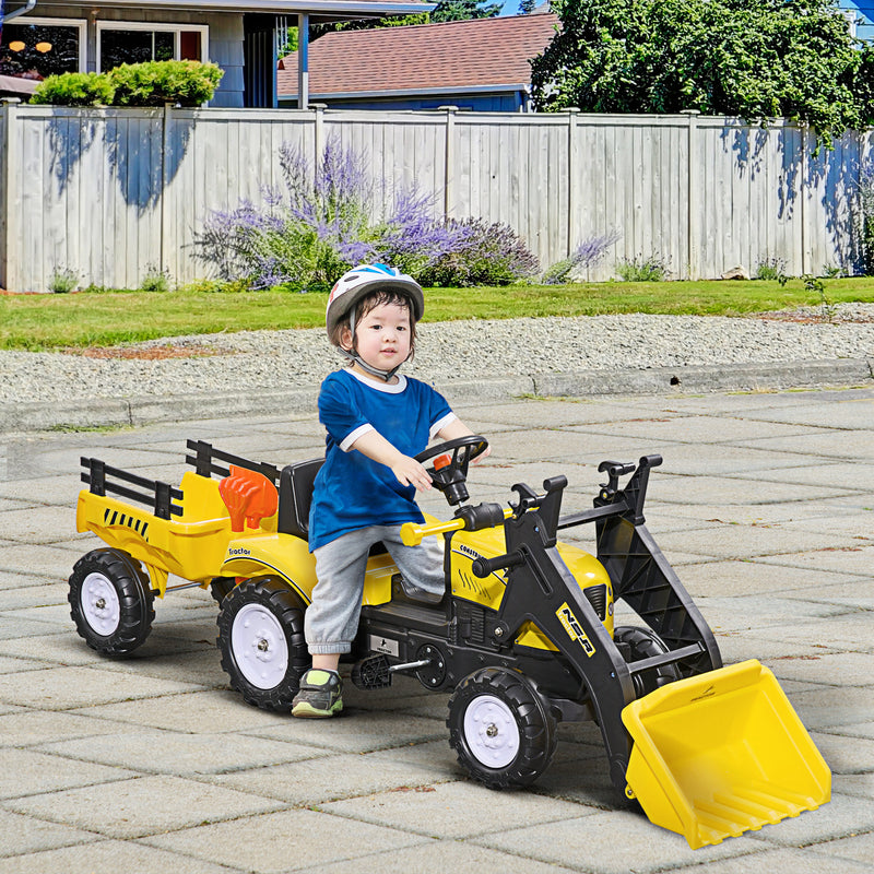 Kids Pedal Go Kart Excavator-Yellow