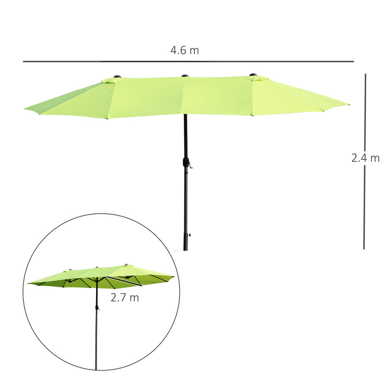4.6m Garden Parasol Double-Sided Sun Umbrella Patio Market Shelter Canopy Shade Outdoor Grass Green - NO BASE