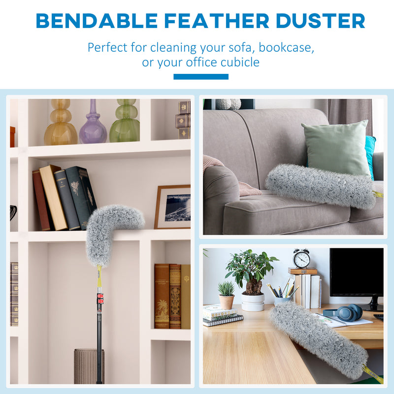 Extendable Feather Duster with Telescopic Pole 1.8m/5.9ft, Microfiber Duster Cleaning Kit with Bendable Head for Cleaning High Ceiling Fans