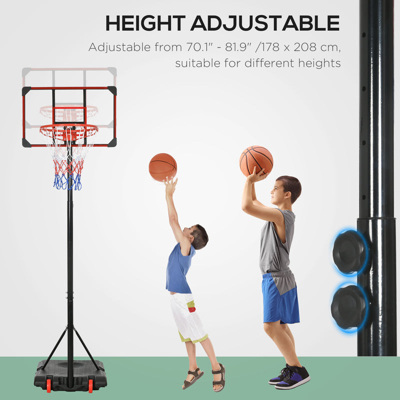 Height Adjustable Basketball Hoop and Stand for Kids with Sturdy Backboard and Weighted Base, Portable on Wheels, 1.8-2m