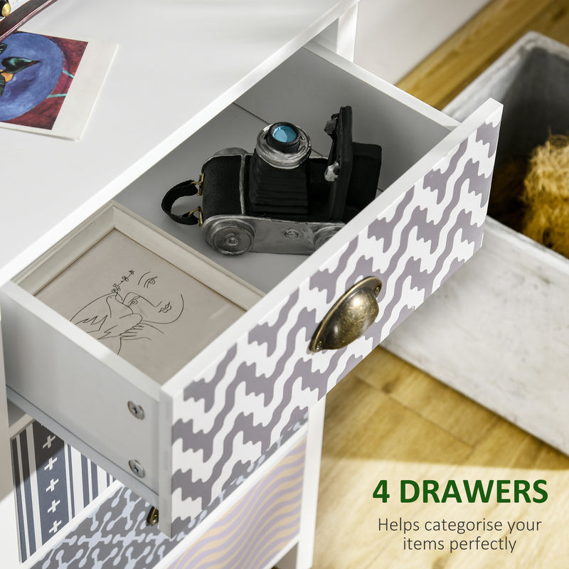 Chest of Drawers, 4-Drawer Dresser with Metal Handles, Slim Storage Cabinet Unit for Living Room, Bedroom