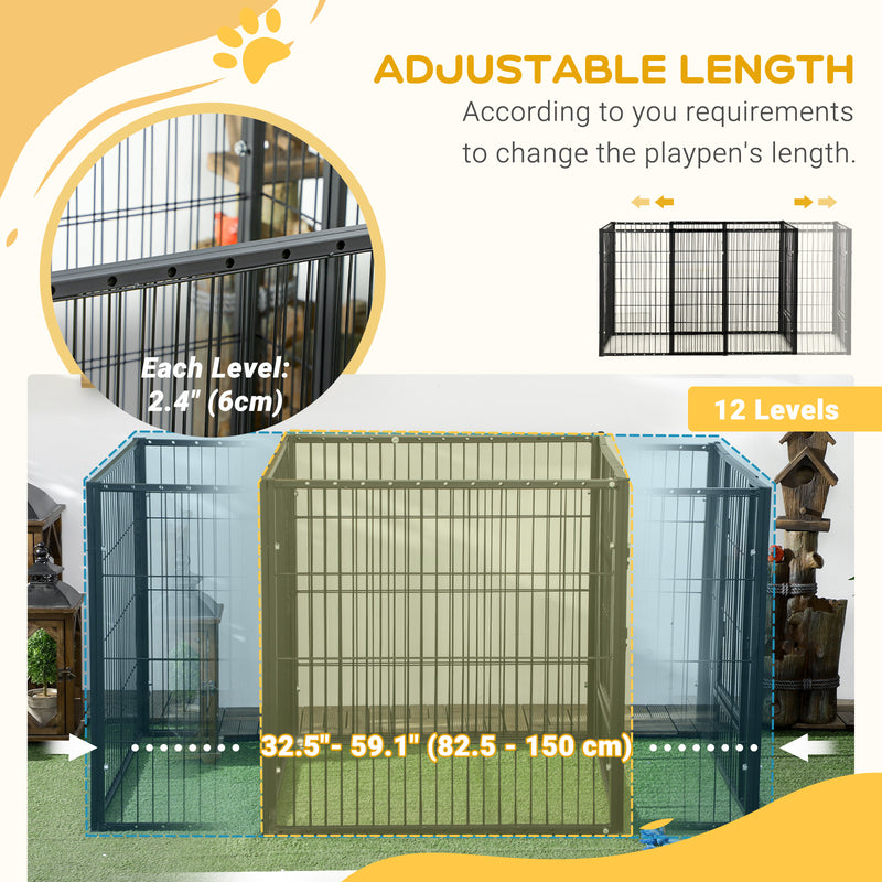 82.5-150 cm x 81 cm Heavy Duty Pet Playpen, 6 Panel Exercise Pen for Dogs, Adjustable Length, Small and Medium Sized Dogs