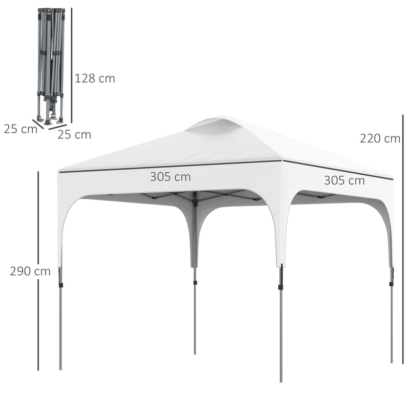 3 x 3 (M) Pop Up Gazebo, Foldable Canopy Tent with Carry Bag with Wheels and 4 Leg Weight Bags for Outdoor Garden Patio Party, White