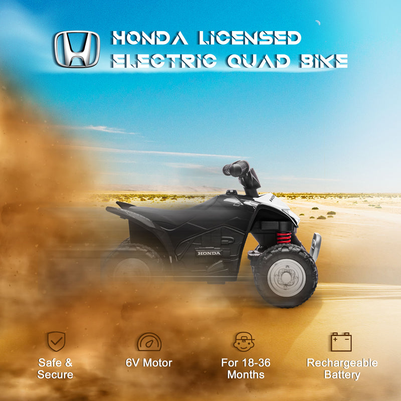 Honda Licensed Kids Quad Bike, 6V Electric Ride on Car ATV Toy with LED Light Horn for 1.5-3 Years, Black