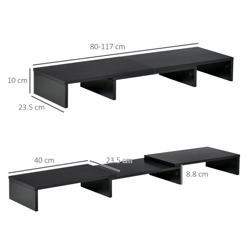 Dual Monitor Stand Riser with Adjustable Length and Angle, Screen Riser for Laptop, Computer, PC, Printer, TV, Black