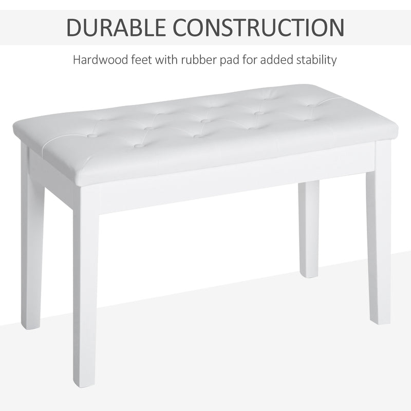 PU Leather Upholstered Piano Stool Makeup Stool Bench Dressing Table Seat with Storage 76x36x50cm, White