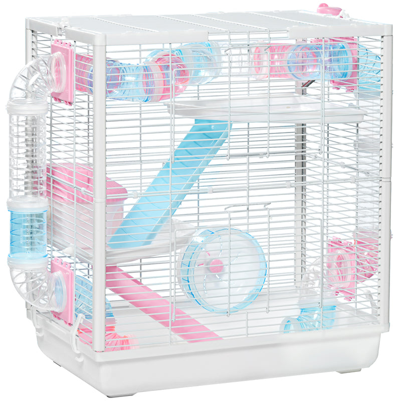 Hamster Cage for Small Rodents, with Tunnel Tube, Exercise Wheel