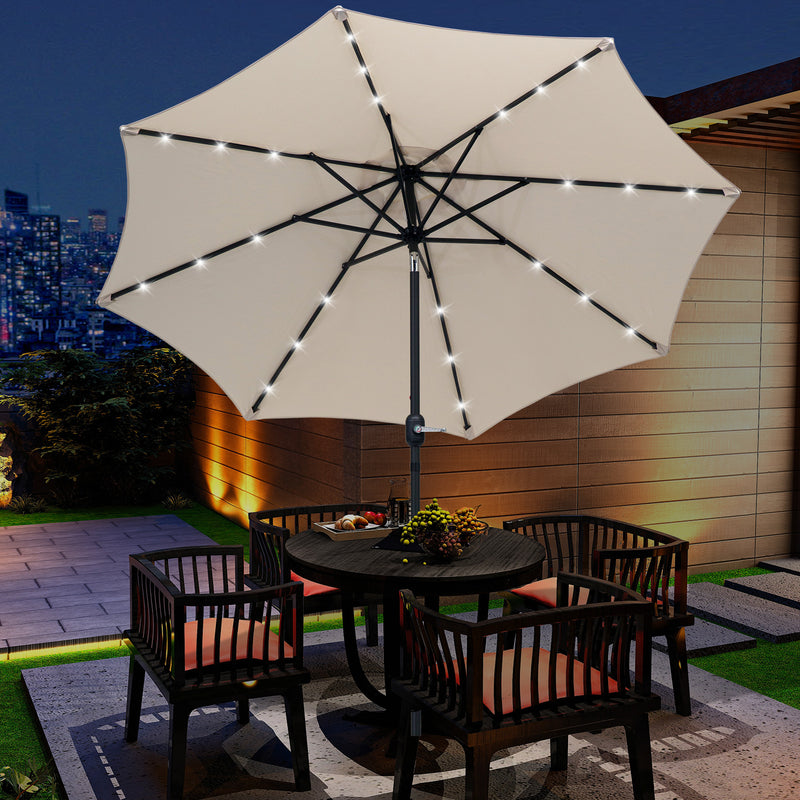 24 LED Solar Powered Parasol Umbrella-Creamy White