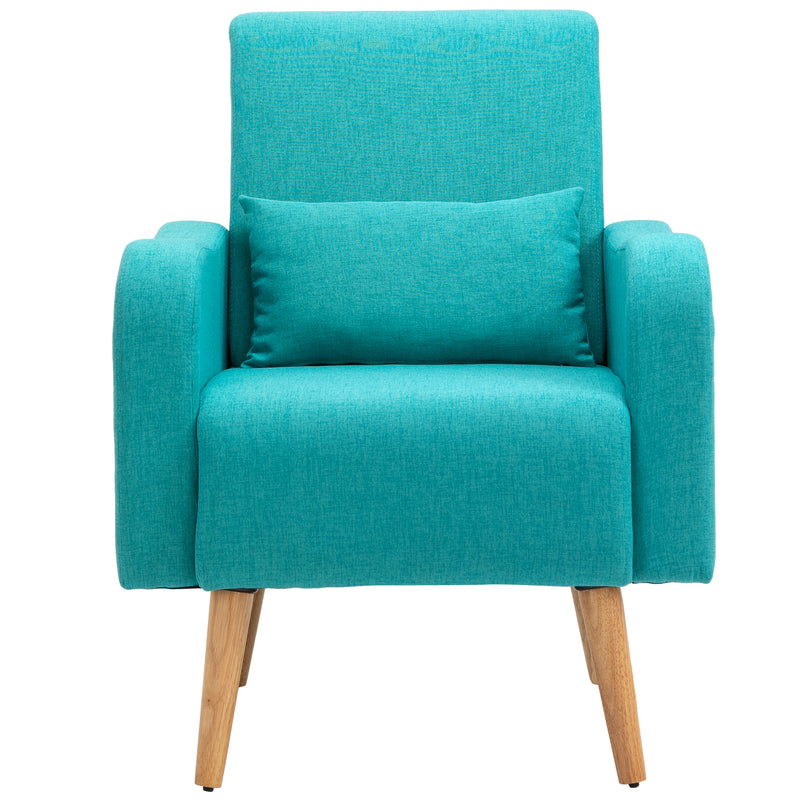 Accent Chair, Linen-Touch Armchair, Upholstered Leisure Lounge Sofa, Club Chair with Wooden Frame, Teal