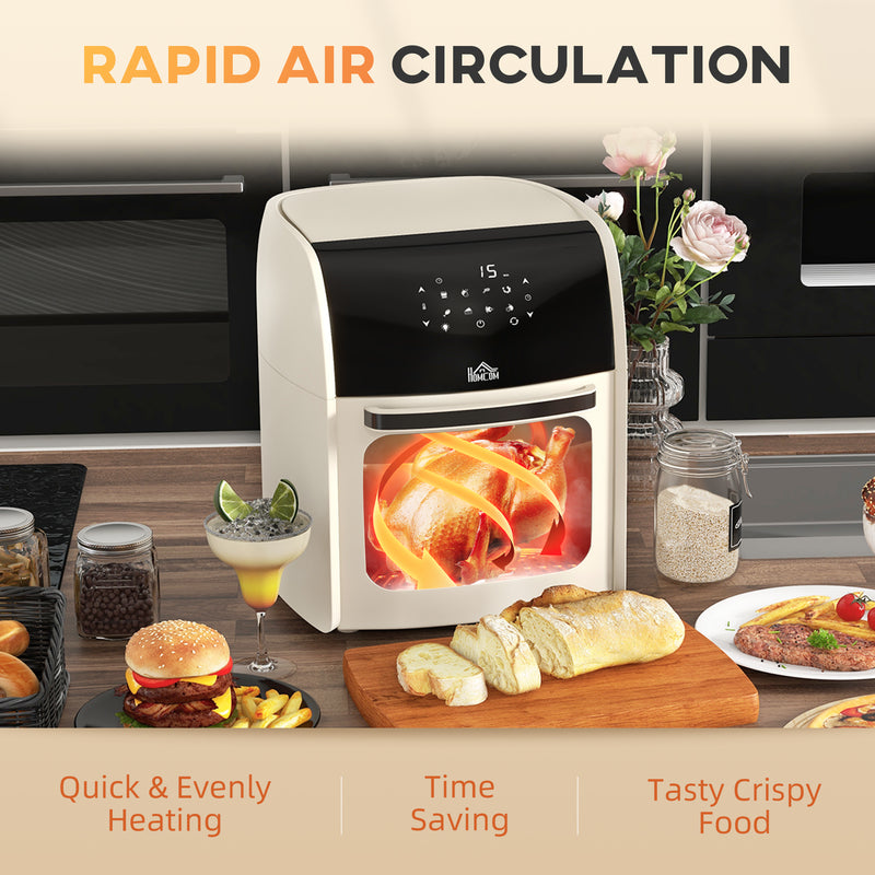 Digital Air Fryer with 8 Preset Modes, Rapid Air Circulation, 12L Air Fryer Oven with Memory Function, 1800W, White