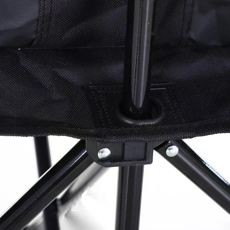 6-Seater Folding Steel Camping Bench w/ Cooler Bag Black