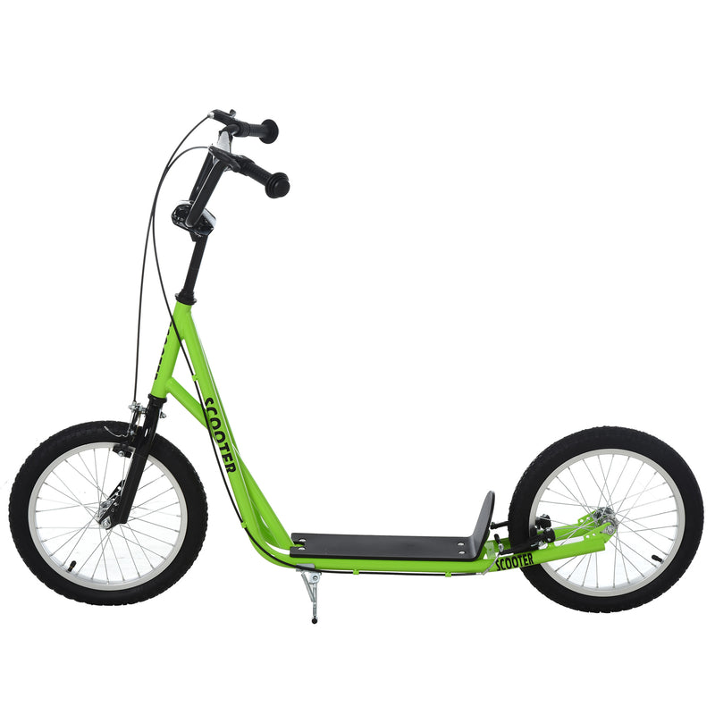 Teen Kids Stunt Scooter Children Kick Scooter Adjustable Handlebar 2 Brakes Ride On 16 Inch Rubber Tyres Green