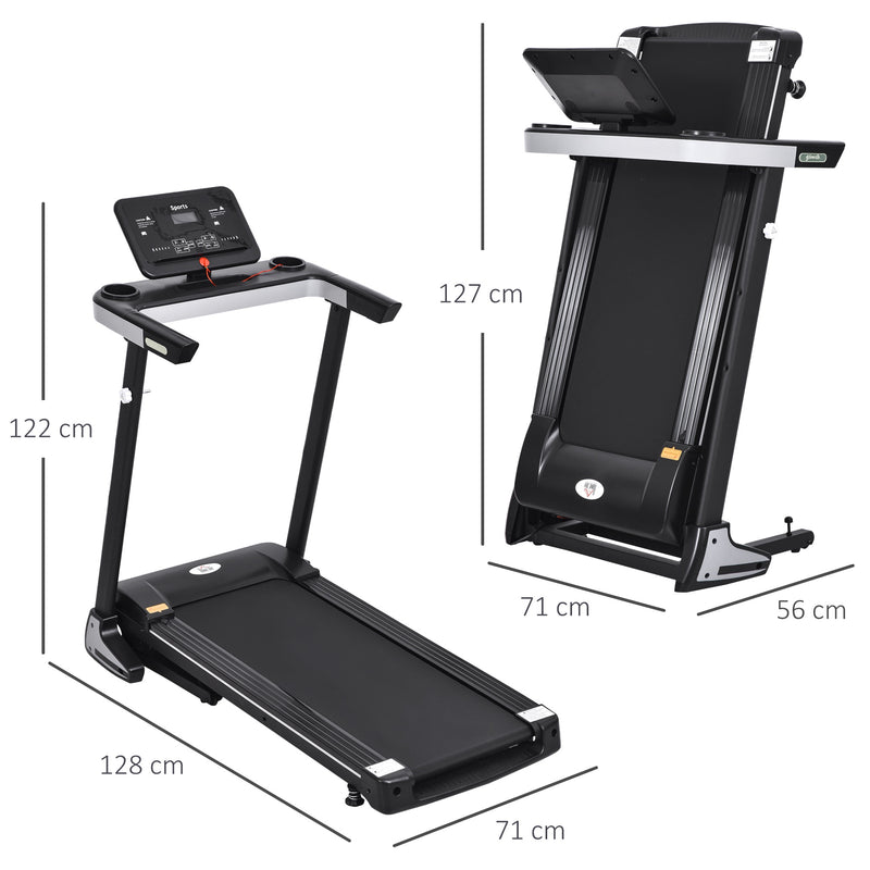 Folding Treadmill for Home Motorised Running Machine w/ LCD Display Black