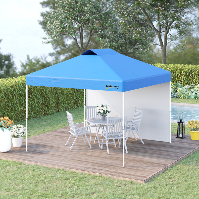 3x(3)M Pop Up Gazebo Tent with 1 Sidewall, Roller Bag, Adjustable Height, Event Shelter Tent for Garden, Patio, Blue