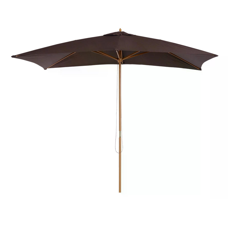 Garden Parasol Umbrella Wooden Sun Umbrella Outdoor Sun Shade Canopy, Dark Coffee，2 x 3m