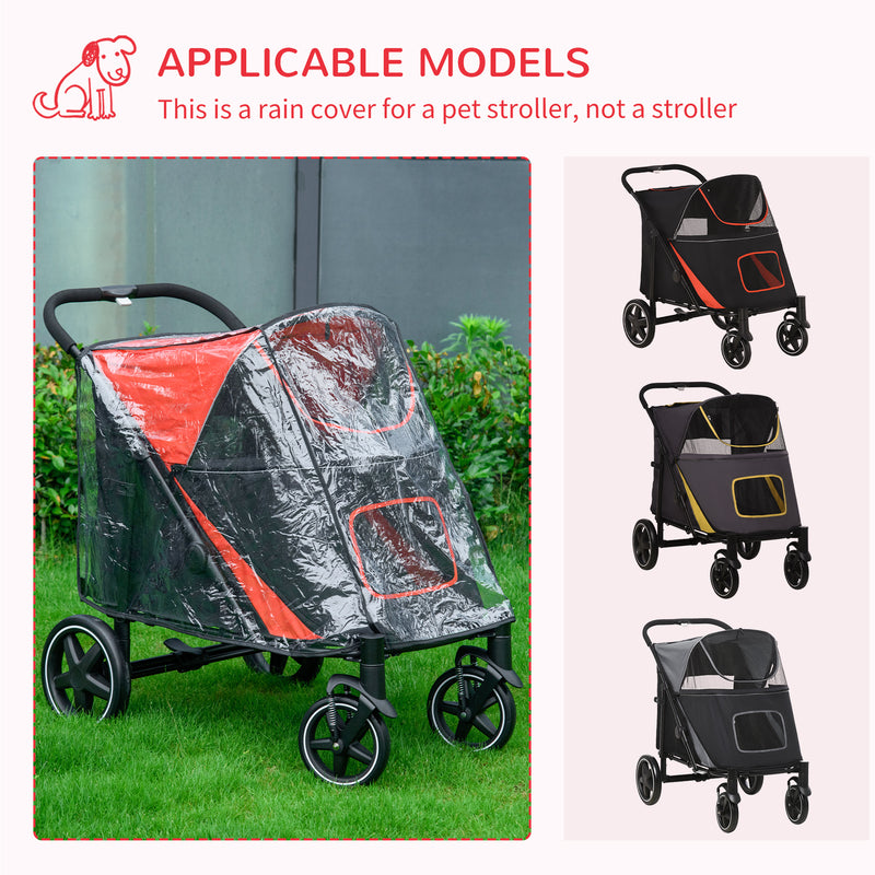 One-Click Foldable Pet Travel Stroller with Rain Cover, Cat Dog Pushchair with Front Wheels, Shock Absorber, Storage Bags, Mesh