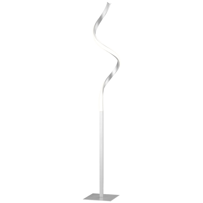 Dimmable Floor Lamp for Living Room, Modern Spiral Standing Lamp with 3 Adjustable Brightness and Square Base, Silver