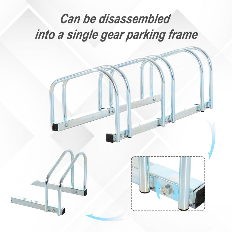 Bike Stand Parking Rack Floor or Wall Mount Bicycle Cycle Storage Locking Stand 76L x 33W x 27H (3 Racks, Silver)