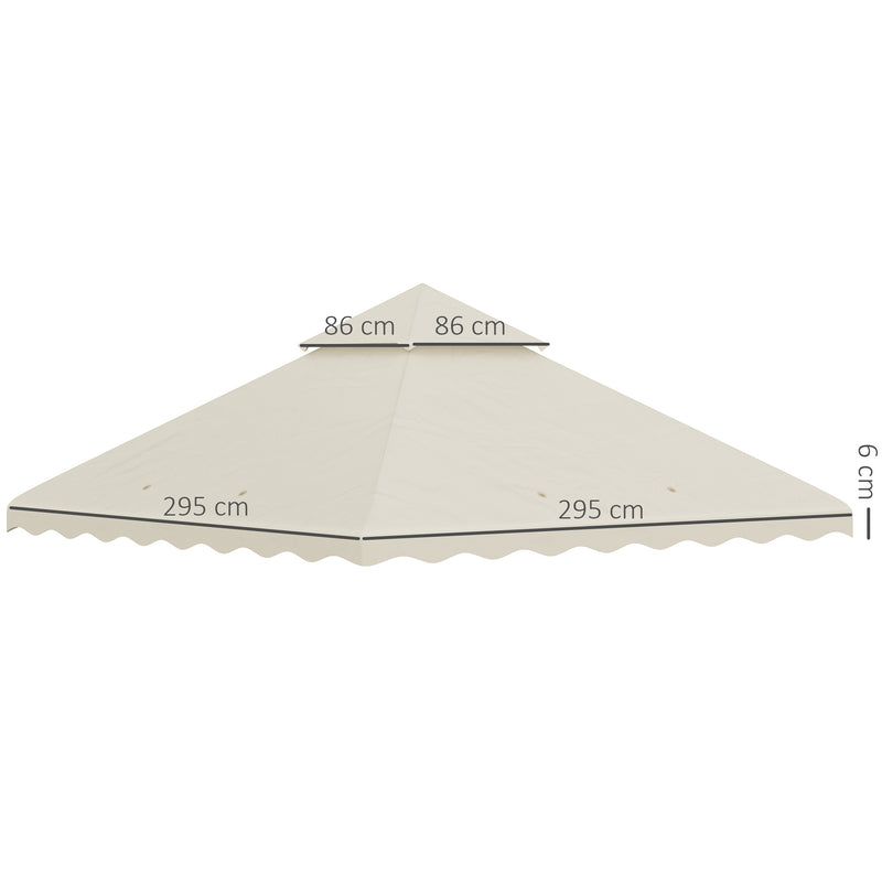 3 x 3 (m) Gazebo Canopy Replacement Covers, 2-Tier Gazebo Roof Replacement (TOP ONLY), Cream White