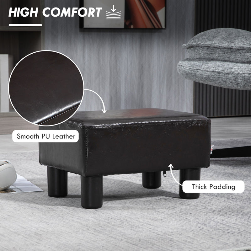 PU Leather Footstool Ottoman Cube with 4 Plastic Legs