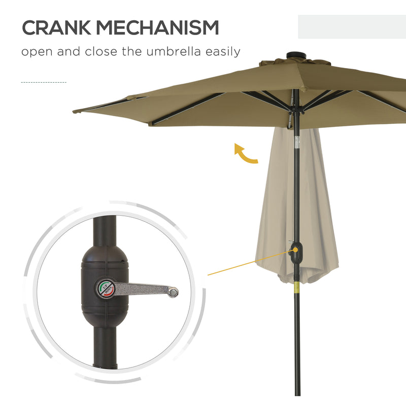 24 LED Solar Powered Parasol Umbrella-Brown