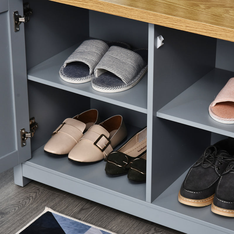 Shoe Cabinet, 2 Doors Hallway Cupboard, Storage Organiser with Shelf, Entryway Shoe Bench, Bathroom Furniture, Grey