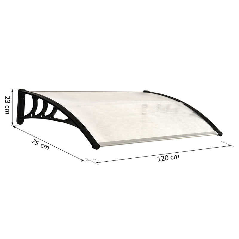 Curved Window Door Canopy Aluminium Rigid Plastic Polycarbonate Fixed Outdoor Awning Modern Design UV Water Rain Resist