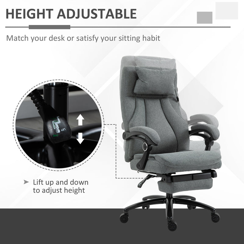 Office Chair 2-Point Removable Vibration Massage Pillow Executive Ergonomic USB Power Adjustable Height 360° Swivel Grey