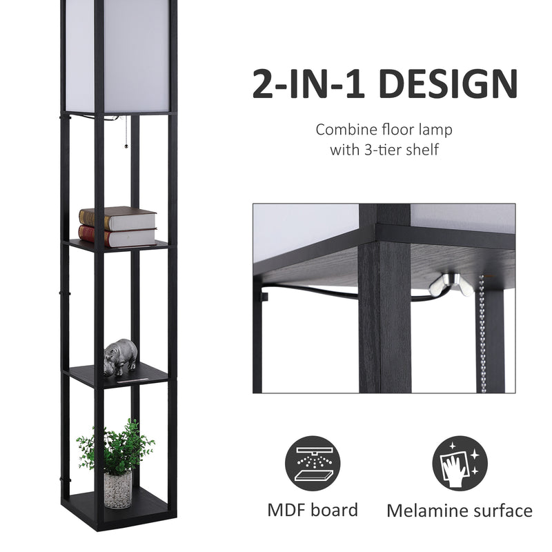 Modern Shelf Floor Lamp Soft Light 4-tier Open Shelves Living Room Storage Display