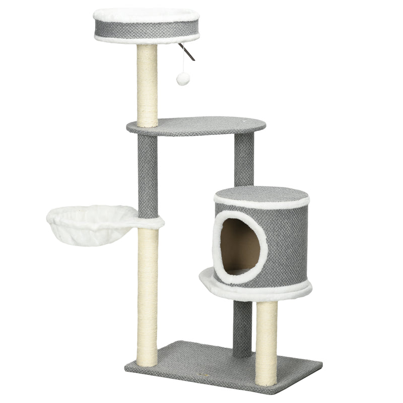 Cat Tree for Indoor Cats, Cat Tower with Scratching Posts, Multi-level Kitten Climbing Tower, 124cm