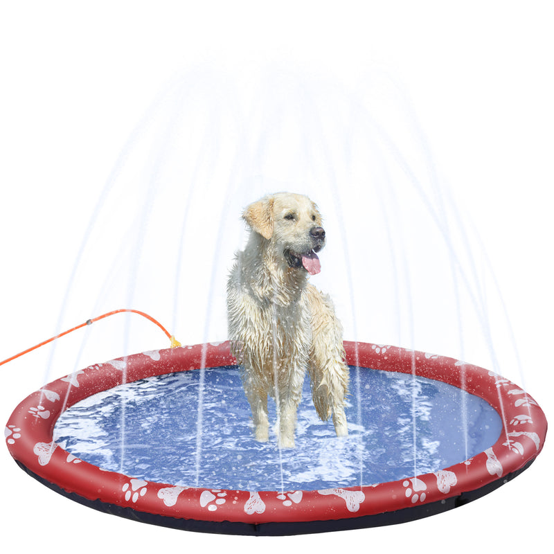 Splash Pad Sprinkler Mat for Pets Dog Bath Pool Water Game Mat Outdoor