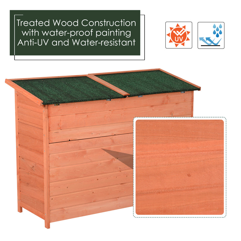 Wooden Garden Storage Shed Tool Cabinet Organiser with Shelves Double Door 128L x 50W x 90Hcm