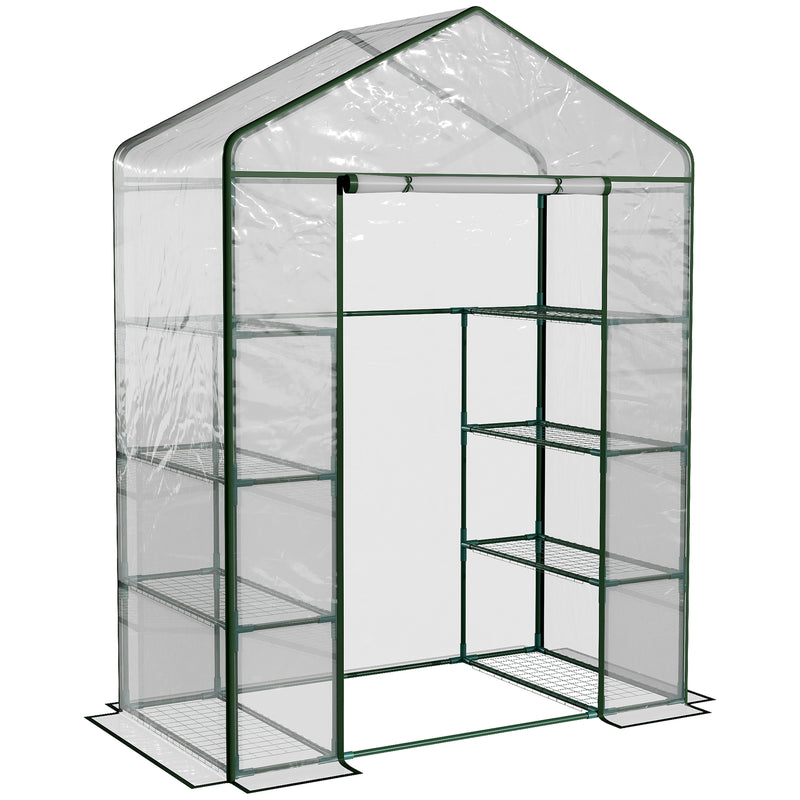 4 Tiers 8 Shelves Metal Frame Walk in Portable Greenhouse Transparent 143 L x 73W x 195H cm