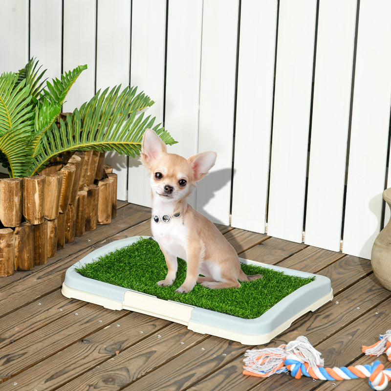 Puppy Training Pad Indoor Portable Puppy Pee Pad with Artificial Grass, Grid Panel, Tray, 46.5 x 34cm