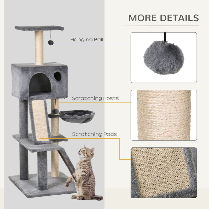 51" Cat Tree,Activity Tower with Condo Scratching Posts Ladders and Two Toys for Kitty Pet Climbing Relaxing and Playing