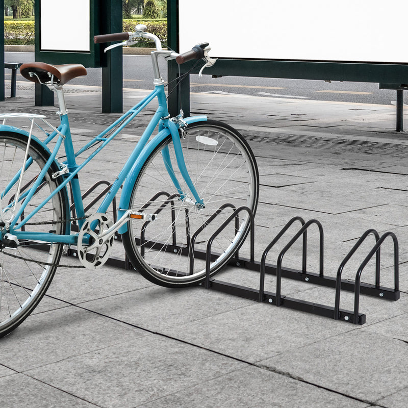 Bike Stand Parking Rack Floor or Wall Mount Bicycle Cycle Storage Locking Stand 179L x 33W x 27H (6 Racks, Black)