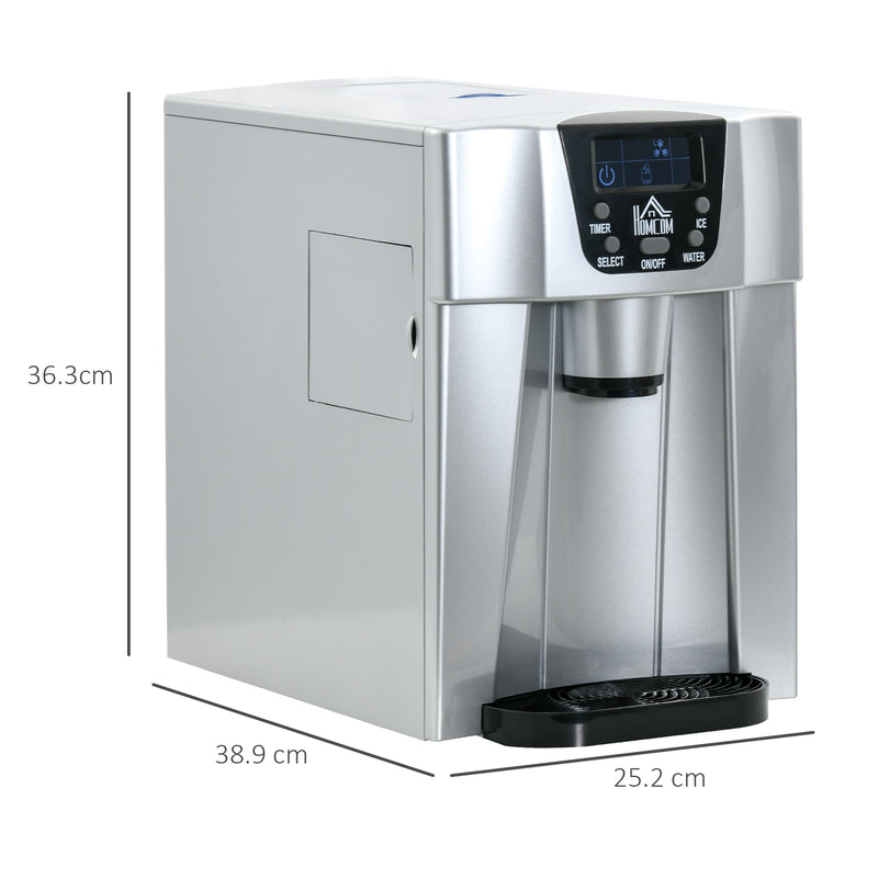Ice Maker Machine and Water Dispenser, Counter Top Ice Cube Maker for Home w/3L Tank, Adjustable Cube Size,12kg in 24 Hrs, No Plumbing Required