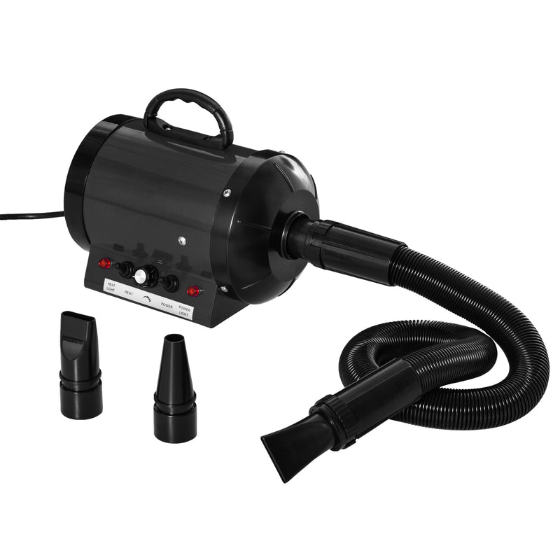 2800W Dog Hair Dryer Pet Grooming Blaster Water Blower Dryer w/ 3 Nozzles, Black