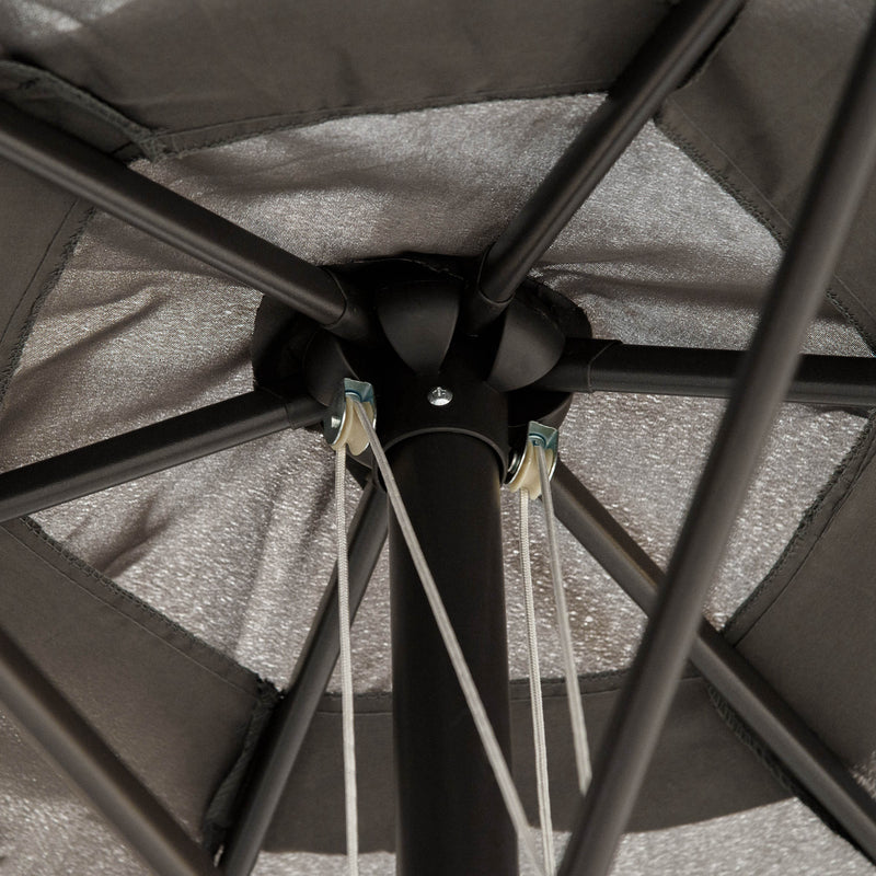 2.8m Patio Parasols Umbrellas Outdoor 6 Ribs Sunshade Canopy Manual Push Garden Backyard Furniture, Dark Grey