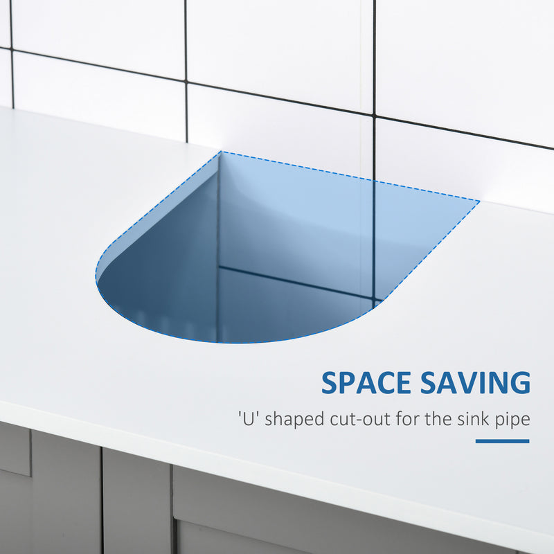 Under Sink Storage Bathroom Cabinet with Adjustable Shelf, Pedestal Under Sink Design, Grey and White