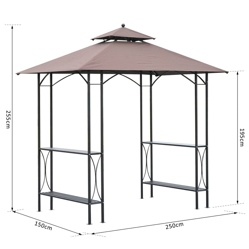 BBQ Tent 250L x 150W x 255H cm-Black/Coffee
