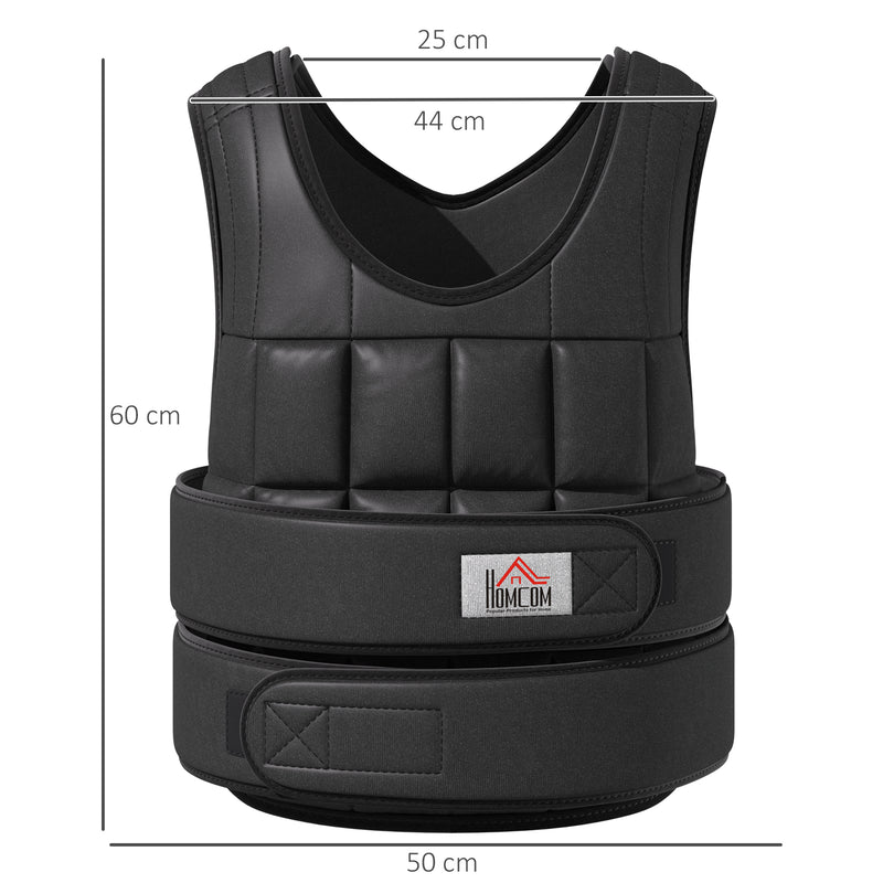 20kg Adjustable Metal Sand Weight Vest Black