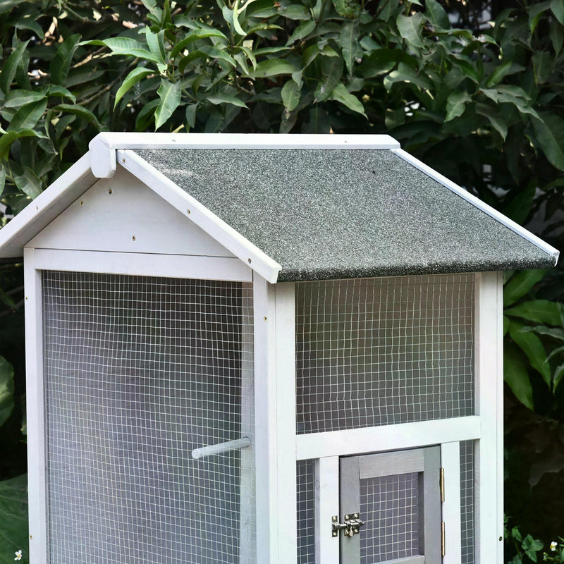 Wooden Outdoor Bird Cage, Featuring a Large Play House with Removable Bottom Tray 4 Perch