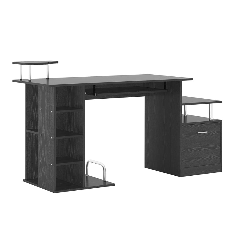 Computer Desk PC Workstation with Drawer Shelves CPU Storage Rack Home Office Furniture (BLACK)