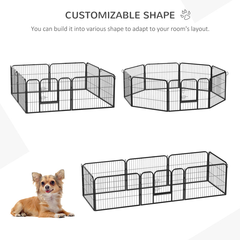 Heavy Duty Dog Pet Puppy Metal Playpen Play Pen Rabbit Pig Hutch Run Enclosure Foldable Black 80 x 60 cm (Small)