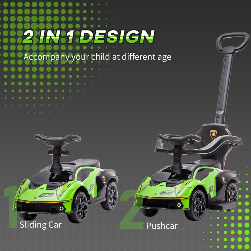 2 in 1 Baby Push Along Car Ride On Cars Sliding Car Essenza SCV12 Licensed for Toddler w/ Horn Engine Sound, Green